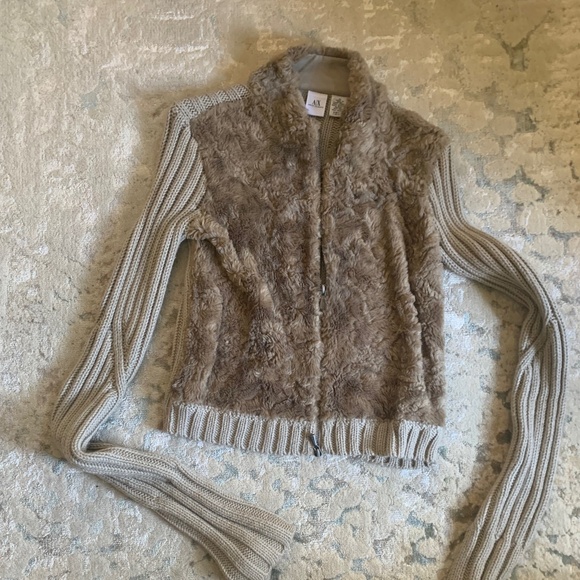 Y2K vintage Armani Exchange faux fur cardigan - Picture 1 of 6